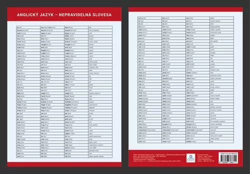 Anglický jazyk - Přehled nepravidelných sloves - Přehledová tabulka učiva