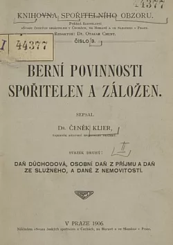 Berní povinnosti spořitelen a záložen svazek II.