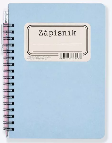 BOBO Zápisník s tužkou Retro B6 čistý čistý