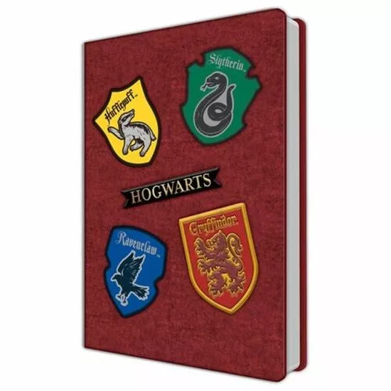 CurePink Poznámkový A5 blok Harry Potter Bradavické koleje 14,8 x 21 cm SLHP426