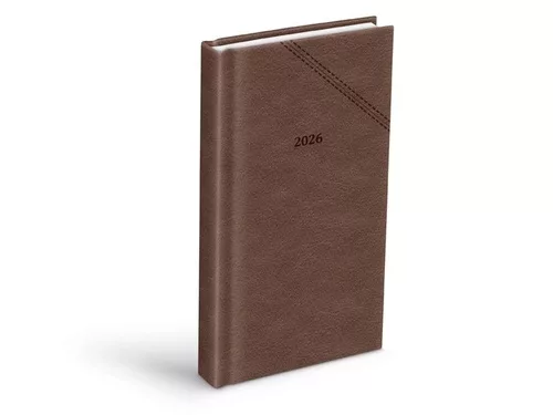 Diář 2026 D802 PU dark brown 90x170mm