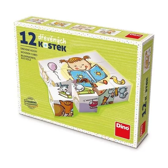 Dino obrázkové kostky Hezký den 12 kostek