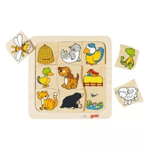 Goki Puzzle Kdo bydlí kde? 9 dílků