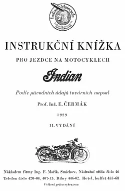 Instrukční knížka pro jezdce na motocyklech Indian