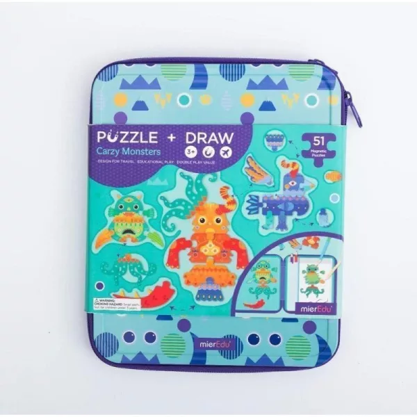 MierEdu Cestovní magnetické puzzle s omalovánkami