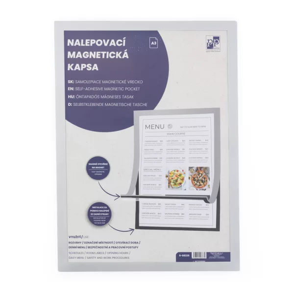 Nalepovací magnetická kapsa A3 stříbrná