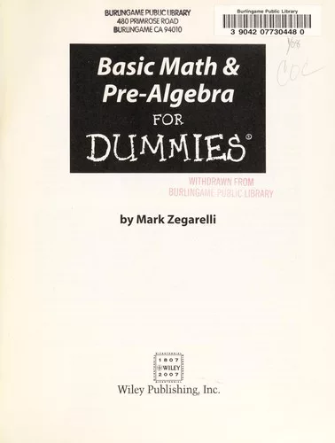 Basic math & pre-algebra for dummies