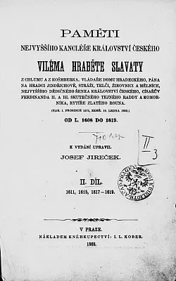 Paměti nejvyššího kancléře království českého Viléma hraběte Slavaty z Chlumu a z Košmberka (II. díl)