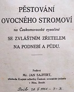 Pěstování ovocného stromoví na Českomoravské vysočině se zvláštním zřetelem na podnebí a půdu