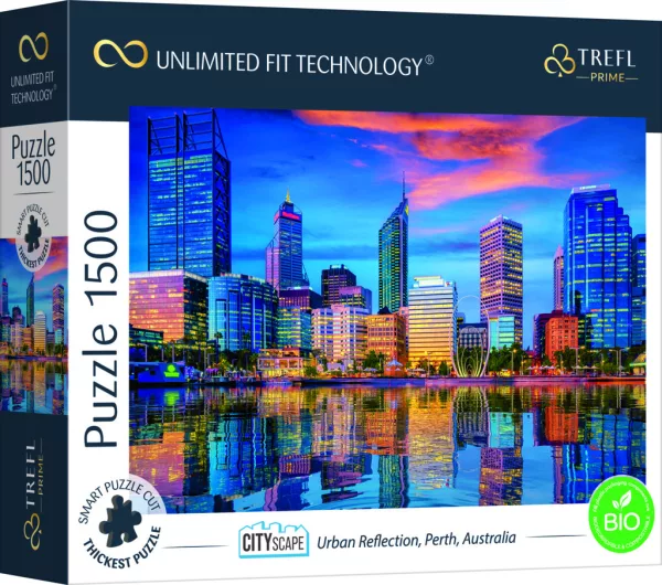 Puzzle Cityscape: Odraz města Perth, Austrálie 1500 dílků
