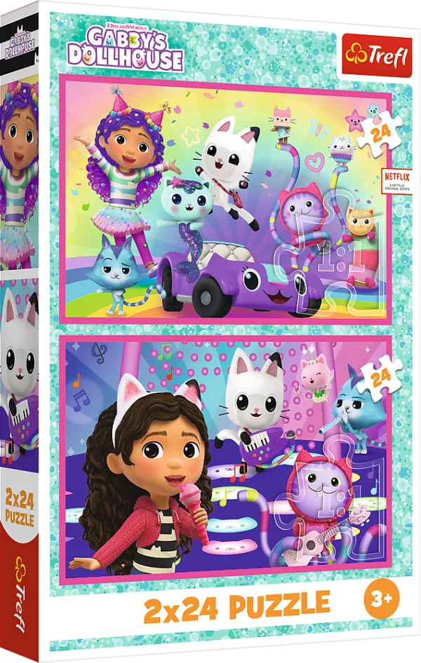 Puzzle Gábinin kouzelný domek: Zábava s Gabby 2x24 dílků