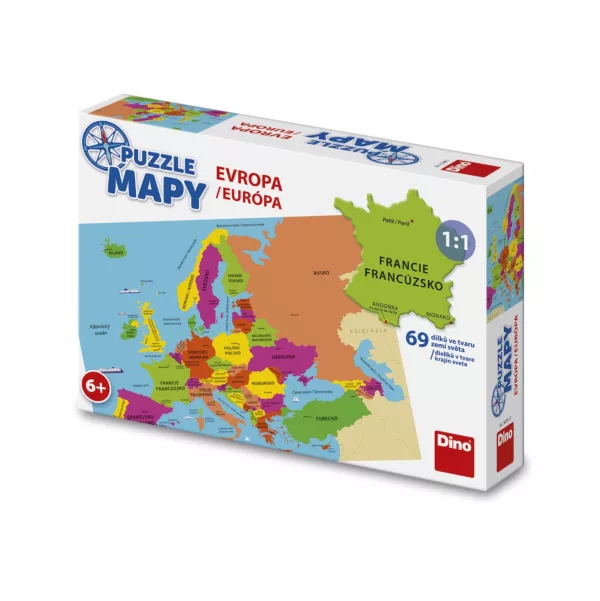 Puzzle Mapy Evropa 69 dílků