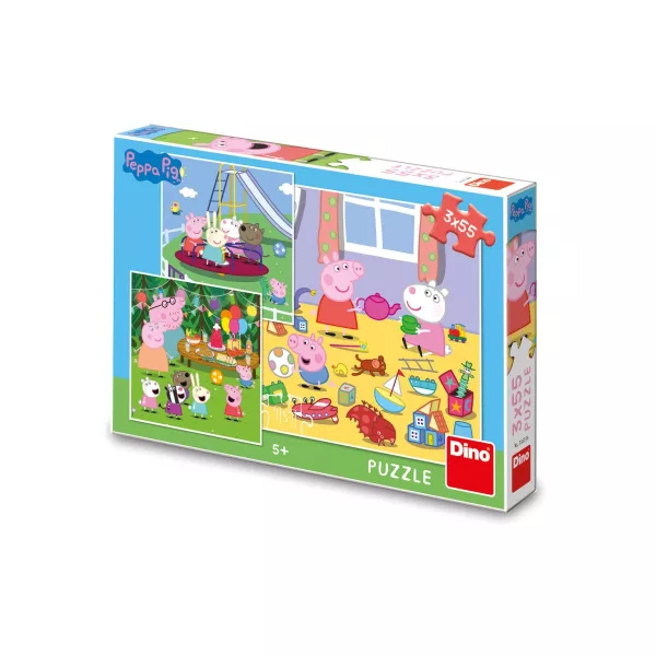 Puzzle Peppa Pig na prázdninách 3x55 dílků