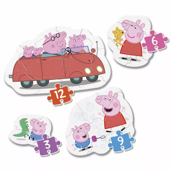 Puzzle Prasátko Peppa 4v1 (3,6,9,12 dílků)