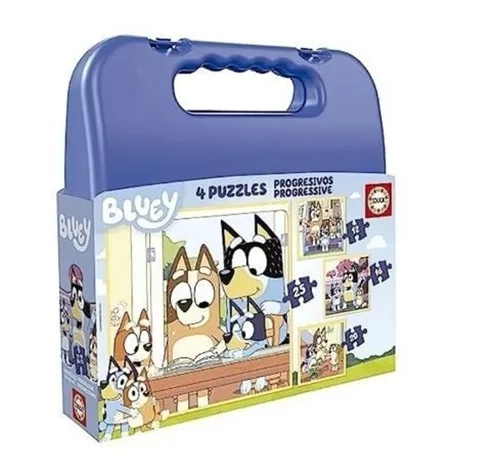 Puzzle v kufříku Bluey 4v1 (12,16,20,25 dílků)