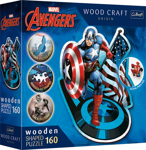 Puzzle Wood Craft Origin Neohrožený Kapitán Amerika 160 dílků