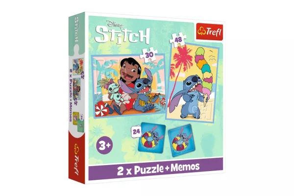 Sada 3v1 Lilo & Stitch: Šťastný den (2x puzzle + pexeso)