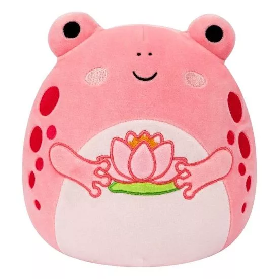 Squishmallows Růžová žába s leknínem Lonina