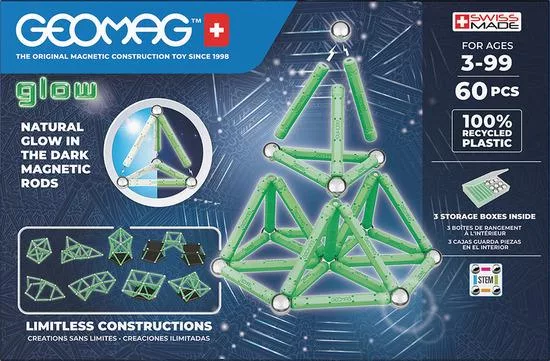 Svítící recyklované magnetické kostky 60 kusů GEOMAG GEO-338