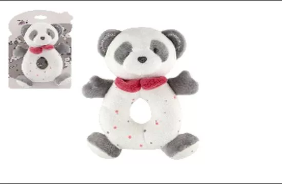 Teddies chrastítko medvěd panda plyš 14x17cm
