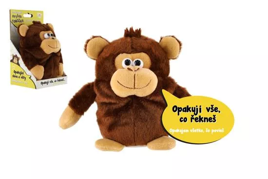 Teddies Opička Tonička opakující věty plyš 18cm na baterie se zvukem