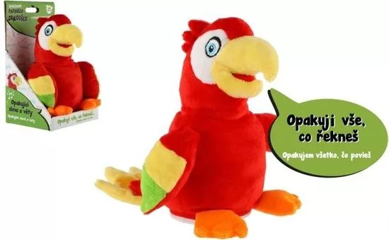Teddies Papoušek Jaroušek opakující věty plyš 16cm na baterie se zvukem