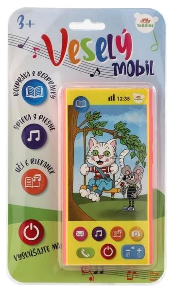 Teddies Veselý Mobil Telefon plast česky mluvící 7,5x15cm na baterie se zvukem na kartě