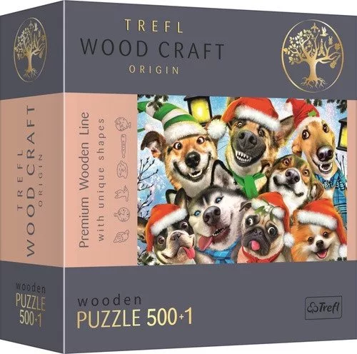 Trefl Wood Craft Origin Puzzle Vánoční psi 501 dílků