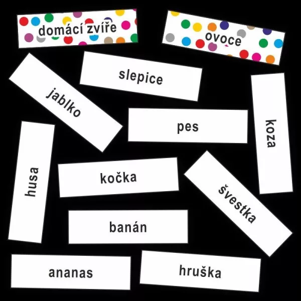 Význam slov - kartičky se slovy určené k třídění slov dle významu