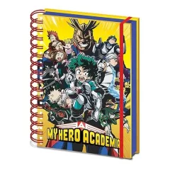 CurePink Blok zápisník A5 My Hero Acadamei Radial Character Burst 15 x 16 cm SR73156
