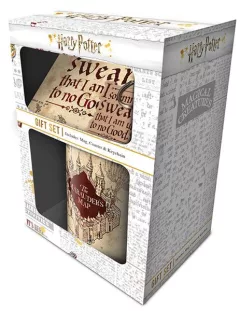 CurePink Dárkový set Harry Potter: Pobertův plánek Marauders Map hrnek přívěsek tácek hrnku GP85145 315 ml