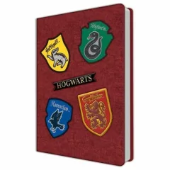 CurePink Poznámkový A5 blok Harry Potter Bradavické koleje 14,8 x 21 cm SLHP426