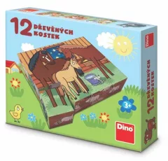 DINO Obrázkové kostky Domácí zvířátka, 12 kostek