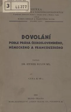 Dovolání podle práva československého, německého a francouzského