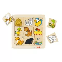 Goki Puzzle Kdo bydlí kde? 9 dílků