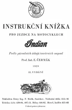 Instrukční knížka pro jezdce na motocyklech Indian