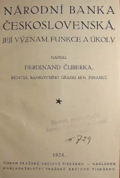 Národní banka československá, její význam, funkce a úkoly