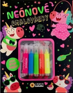 Neonové omalovánky se třpytivými samolepkami a fixami
