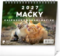 NOTIQUE Stolový kalendár Mačky – s menami mačiek 2027, 16,5 x 13 cm