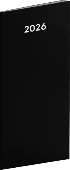 NOTIQUE Vreckový diár Čierny 2026, plánovací mesačný, 8 x 18 cm