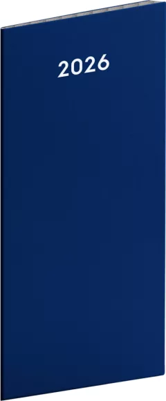 NOTIQUE Vreckový diár Modrý 2026, plánovací mesačný, 8 x 18 cm
