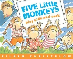 Five little monkeys play hide-and-seek