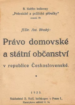 Právo domovské a státní občanství v republice Československé