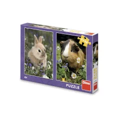 Puzzle Králíček a morče 2 x 48 dílků