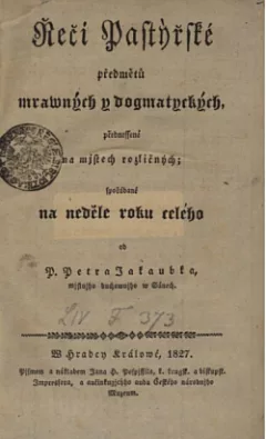 Řeči pastýřské předmětů mravných i dogmatických I.