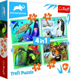 Trefl Puzzle Animal Planet: Záhadný svět zvířat 4v1 (35,48,54,70 dílků)